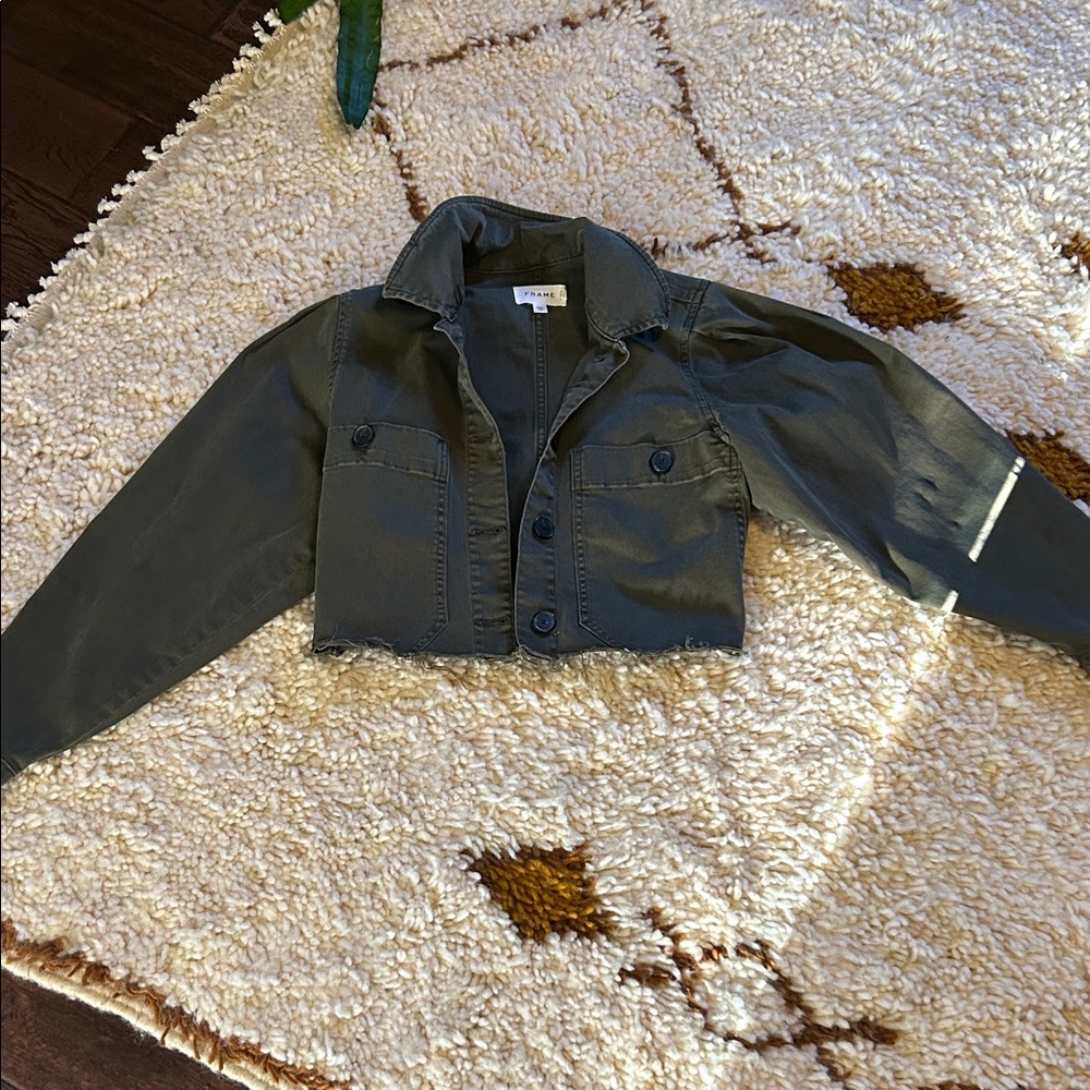 Frame Denim Army Green Cropped Jacket